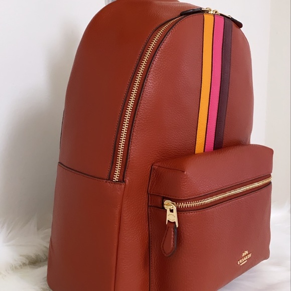 New💃Coach Charlie Backpack With Varsity Stripe - Picture 2 of 11